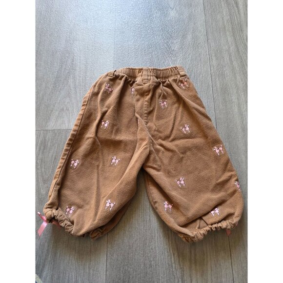 Baby Girls Gymboree 3-6 Months Brown Corduroy Pants Pink Poodle Embroidery - Picture 3 of 4